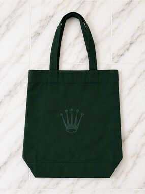 NEW Official Rolex Dark Green Cotton Canvas Tote Bag | Embroidered Crown Logo